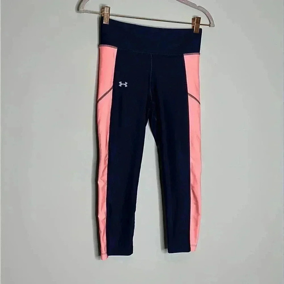 Under Armour Women's Fitted Crop Leggings Blue Pink Size small - Picture 2 of 12
